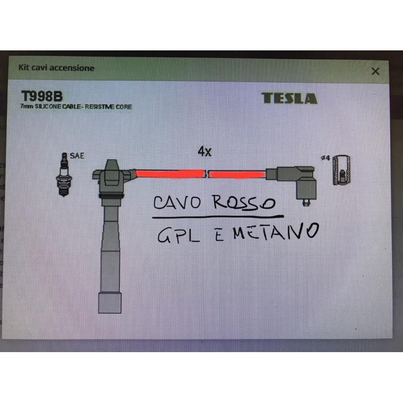 KIT FILI/CAVI CANDELA IN SILICONE FIAT PUNTO 1200 16V/LANCIA Y